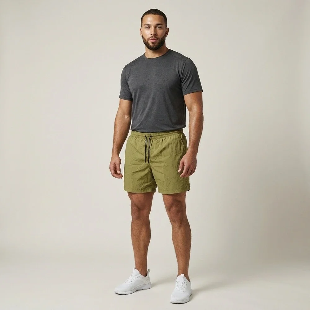 Everlane ReNew‎ Swim Short Mens XL Olive Green Recycled Nylon 7 Inch Inseam